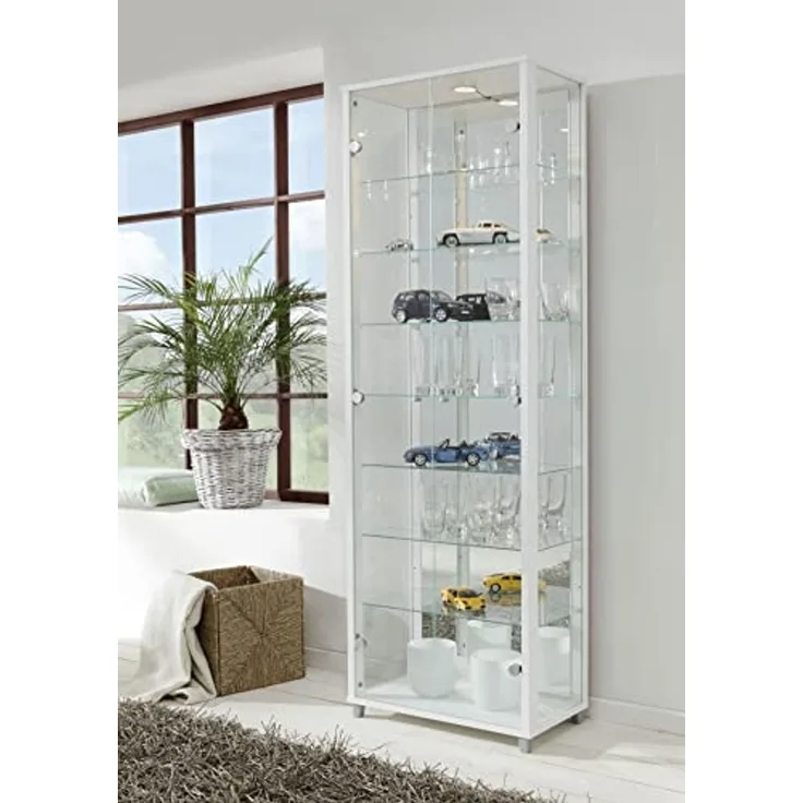 Glasvitrine >OPTIMA< in Weiß - 58x172x32cm (BxHxT)