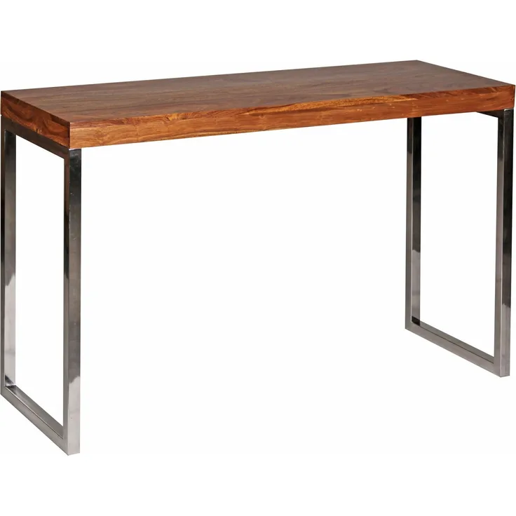 Wohnling Sheesham Konsolentisch mit Metallbeinen, Massivholz, 120x45 cm