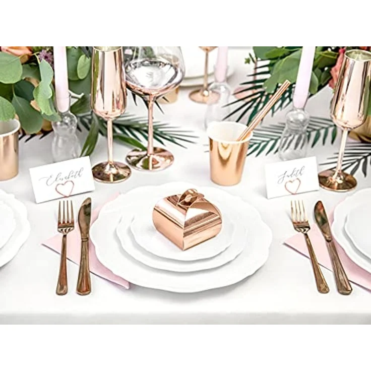 partydeco Geschenkbox, Geschenkbox für Gastgeschenke 6x5.5cm abgerundet 10er Set rosegold – Bild 3