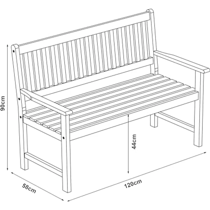 Casa.Pro Buxton, Gartenbank aus vorgeöltem Holz für 2 Personen mit ergonomischer Rückenlehne und Armlehnen, natürliche Holzoptik – Bild 2