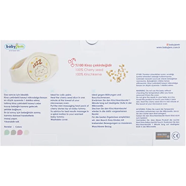 Babyjem Kirschkernkissen Baby Bauchgurt, Rosa | Natürlicher Wärmegürtel, Gegen Koliken und Blähungen, Waschbarer Bezug, 100% Natürliche Kirschkernfüllung – Bild 6