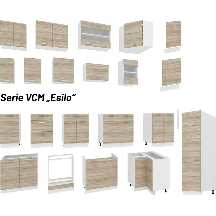VCM Küchenmöbel Unterschrank Esilo 918641 Weiß / Sonoma-Eiche H. 82 x B. 80 x T. 46 cm – Bild 3
