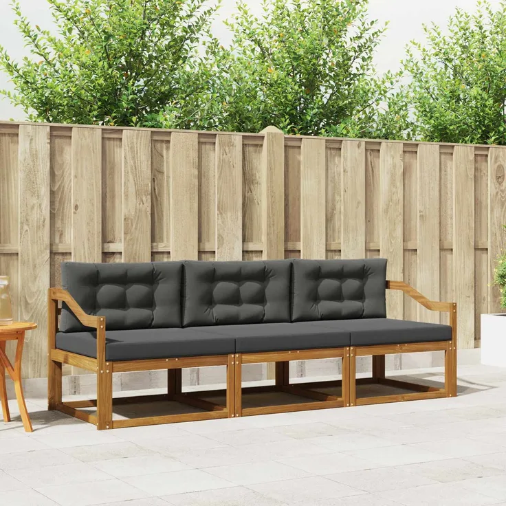 vidaXL Outdoor-Sofagarnitur 3 stk. 3-Sitzer Natur und Anthrazit 3367140