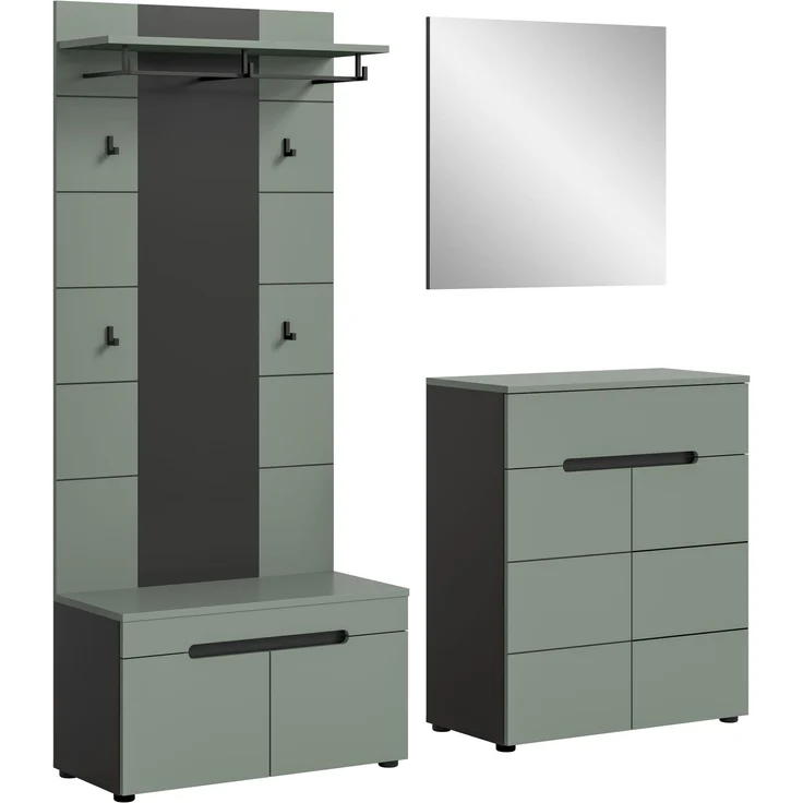 Garderobenkombination (B/H/T: 175x190x37 cm) in Smoke Green Nachbildung – Bild 1