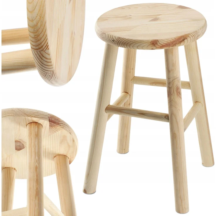KADAX Holz-Küchenhocker, Hocker, Stuhl, 46 cm, massive Kiefer – Bild 4