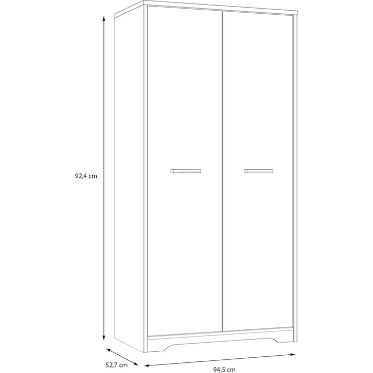 FORTE JOADAKIS Kleiderschrank 95, klassischer Drehtürenschrank mit 2 Türen und Einlegeböden, Holzwerkstoff, Catania Eiche Dekor, 94,5 cm breit, 192,4 cm hoch, 52,7 cm tief – Bild 2
