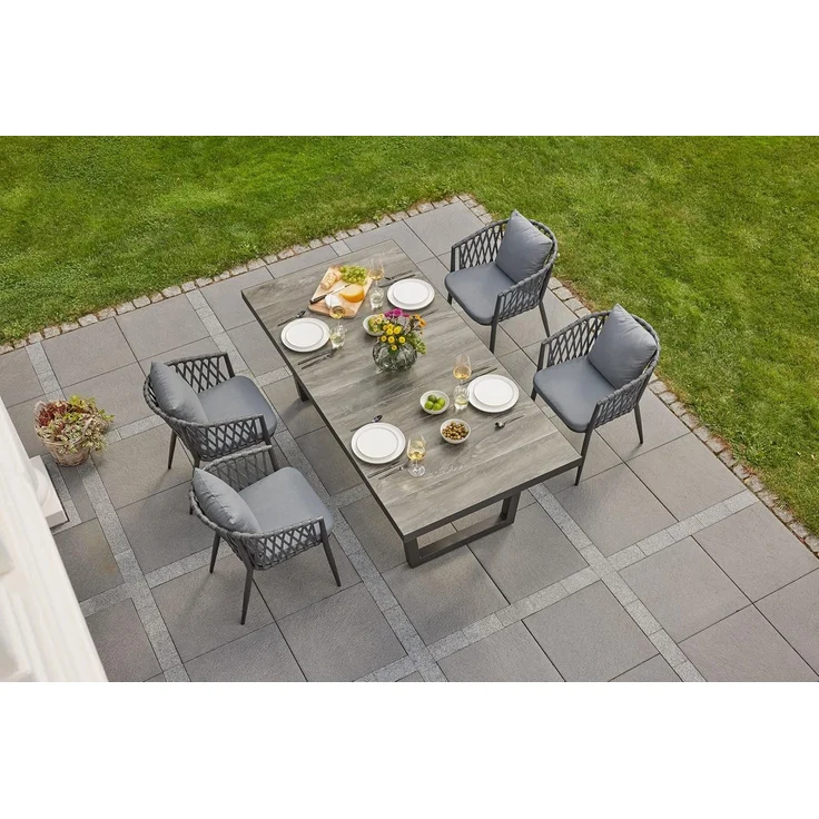 LC Garden 'Sunrepo' Gartenstuhl-Set 6-tlg., stapelbar, Seilgeflecht anthrazit – Bild 2