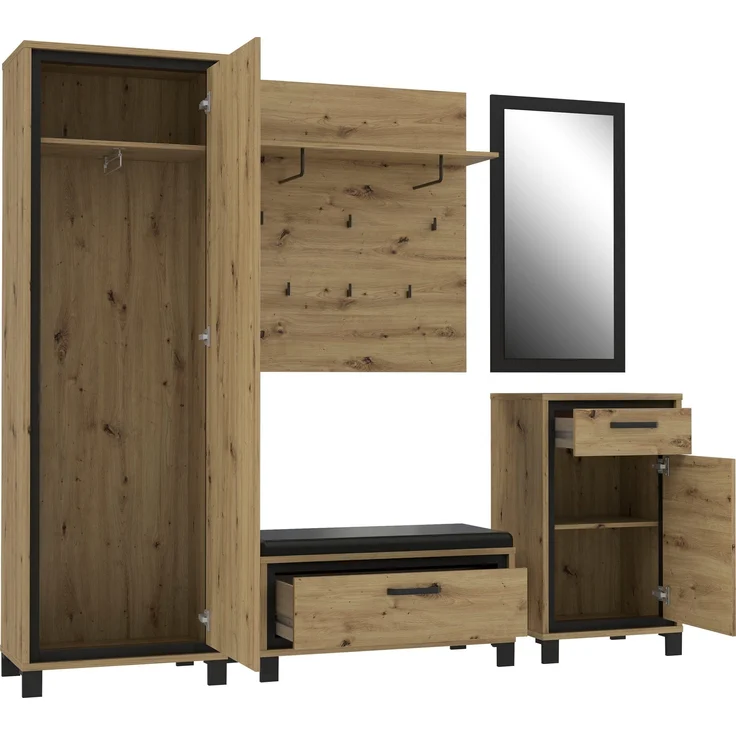 Garderobenpaneel >Travis< in Artisan Eiche, Holzwerkstoff - 90x100x30cm (BxHxT) – Bild 6