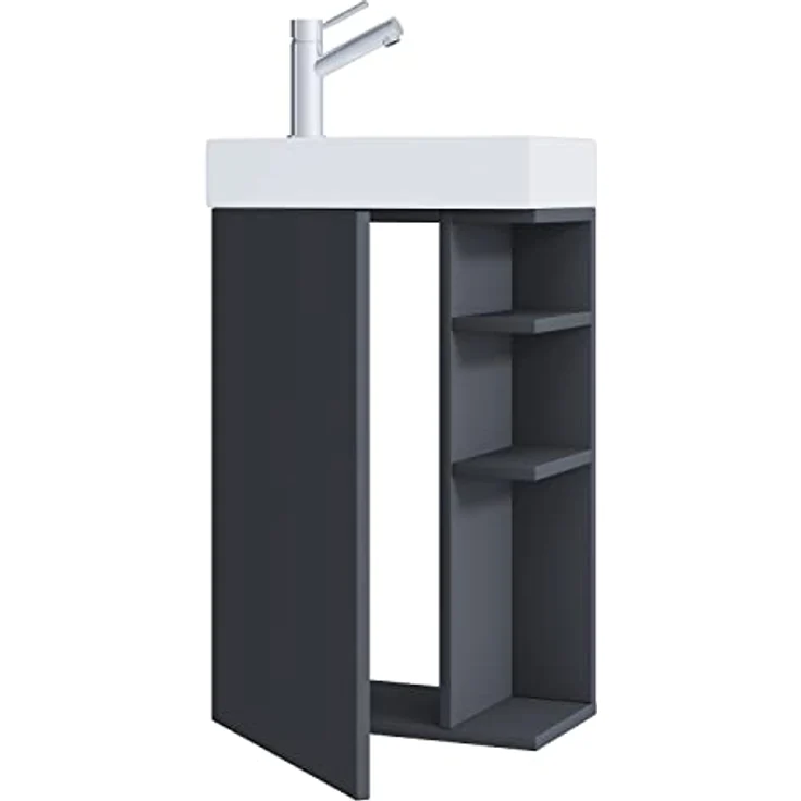 VCM Badmöbelset Lumi, 2-tlg Gäste WC Set mit Waschplatz, Waschbeckenunterschrank aus Keramik, schmal, 70 x 40 x 22 cm – Bild 4