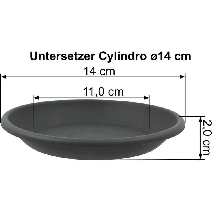 Heimwerkercenter Pflanzkübel MePla Blumentopf Cylindro ø15cm, Untersetzer ø14cm Anthrazit, Kunstoff – Bild 2