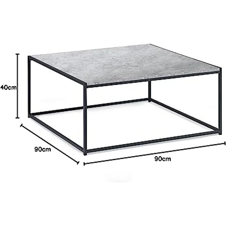 Julian Bowen Staten Square Couchtisch, Betonoptik/Schwarz – Bild 6