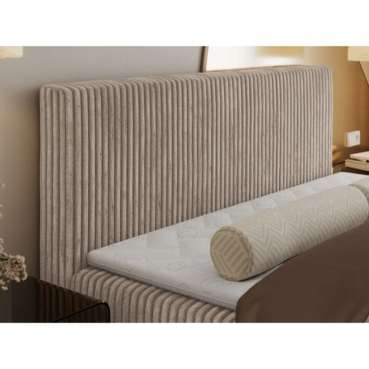 Mks Möbel 'Tiliano' Boxspringbett mit Kopfteil und Topper, Hellbraun, 160x200 cm, H3 – Bild 4