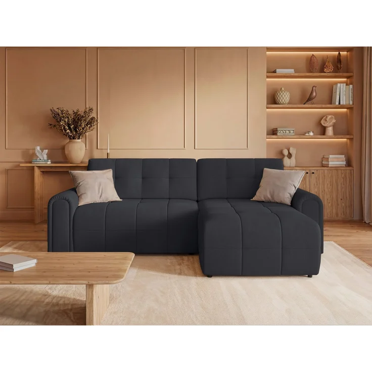 Selsey Simolla – Ecksofa mit Schlaffunktion und Bettkasten, rechts, Chenille, Anthrazit, – Bild 2