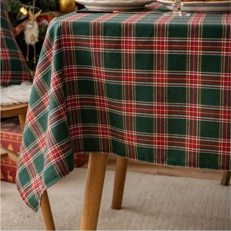 FOUORTUNATE-BEE Tischdecke Karo Tischdecke für Weihnachten – Deko für Esstisch & Festtafel, Weihnachtstischdecke im Karomuster für Zuhause, Restaurant & Feier – Bild 2