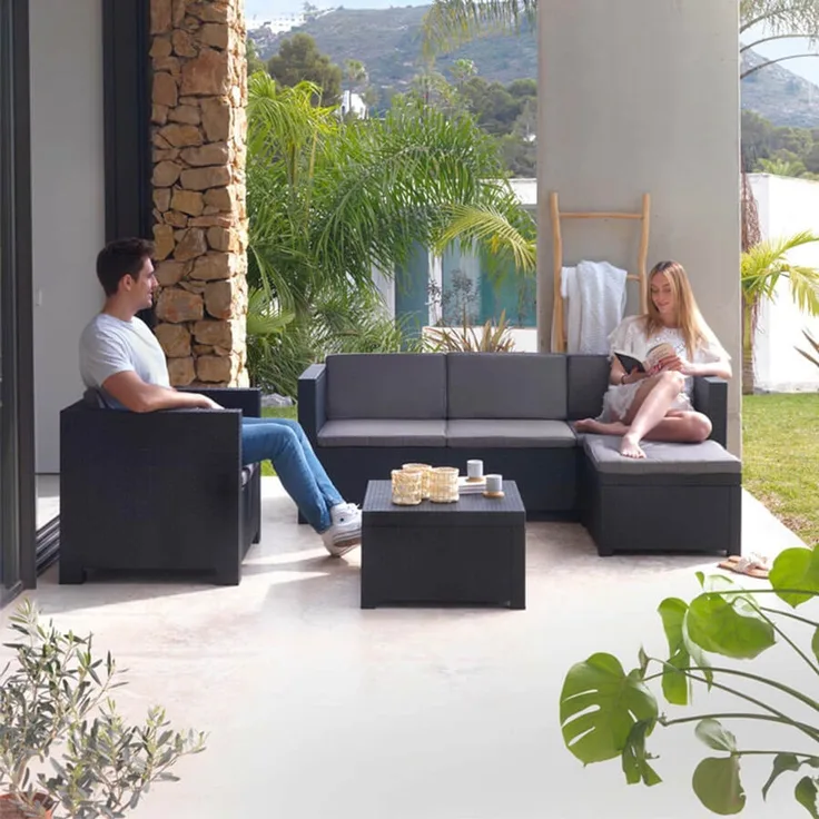 Shaf Loungeset „Manhattan“ - Wetterfestes Gartenmöbel-Set in moderner Rattanoptik