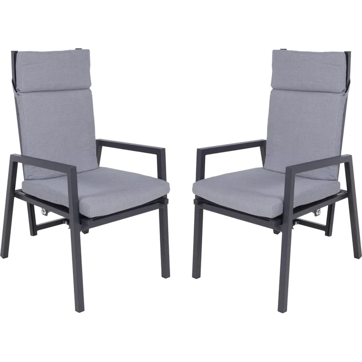 Gartenstuhl 2er Set JULE - Polyester, mit Kissen, Grau | Gartenstühle Wetterfest Essstühle Outdoor Terrasse – Bild 1