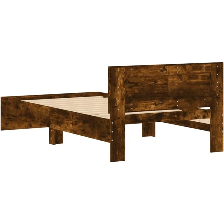 vidaXL Bettgestell mit Kopfteil Räuchereiche 100x200 cm Holzwerkstoff 838621 – Bild 2