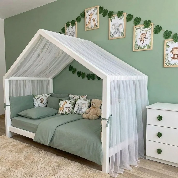 Baby Fancyroom Betthimmel Premium Hausbett Himmel aus Tüll, Betthimmel für Kinderbett, Baldachin, gekräuselt – Bild 1
