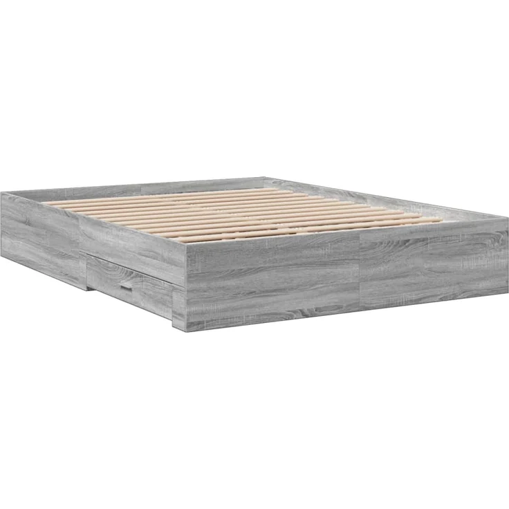 vidaXL Bettgestell mit Schubladen Grau Sonoma 140x200 cm Holzwerkstoff 3280389 – Bild 6