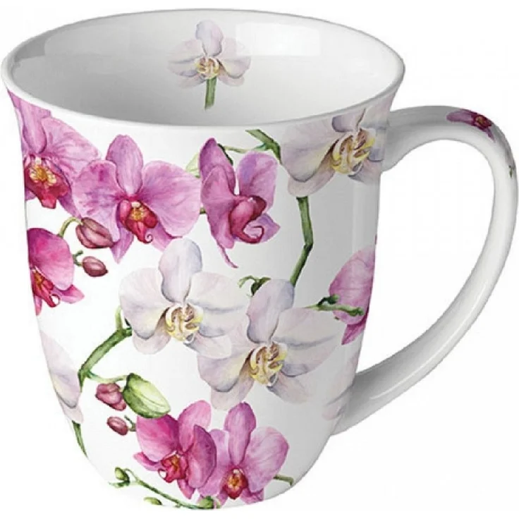 Ambiente Luxury Paper Products Becher Sommer, Blumen, Tiere, Pflanzen, Bäume, Herbst, Mug, Kollektion, 1-tlg, Porzellan Tasse, Becher 0,4 L Elegante Orchideen weiß, Themen Blumen - Pflanzen, Winter, Geburtstag, Hochzeit, Valentinstag, Muttertag, Geschenke – Bild 3