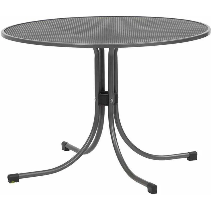 Universal Boulevardtisch Ø 105x74 cm Gestell Stahl eisengrau, Tischplatte Streckmetall eisengrau Elotherm beschichtet