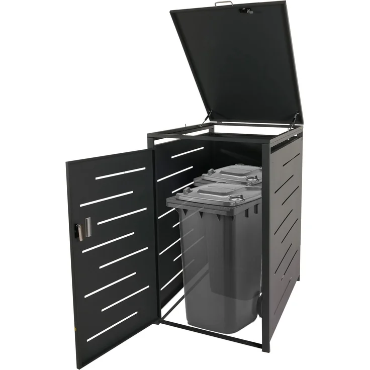 XL 1er-/2er-Mülltonnenverkleidung HWC-E83, Mülltonnenbox, erweiterbar 116x71x98cm ~ anthrazit, Stahl 39kg – Bild 1