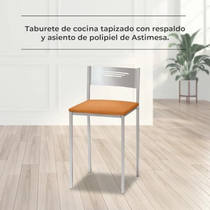 ASTIMESA Zwei Küchenhocker mit Rückenlehne Kunstleder Orange, Sitzhöhe 45 cm – Bild 2