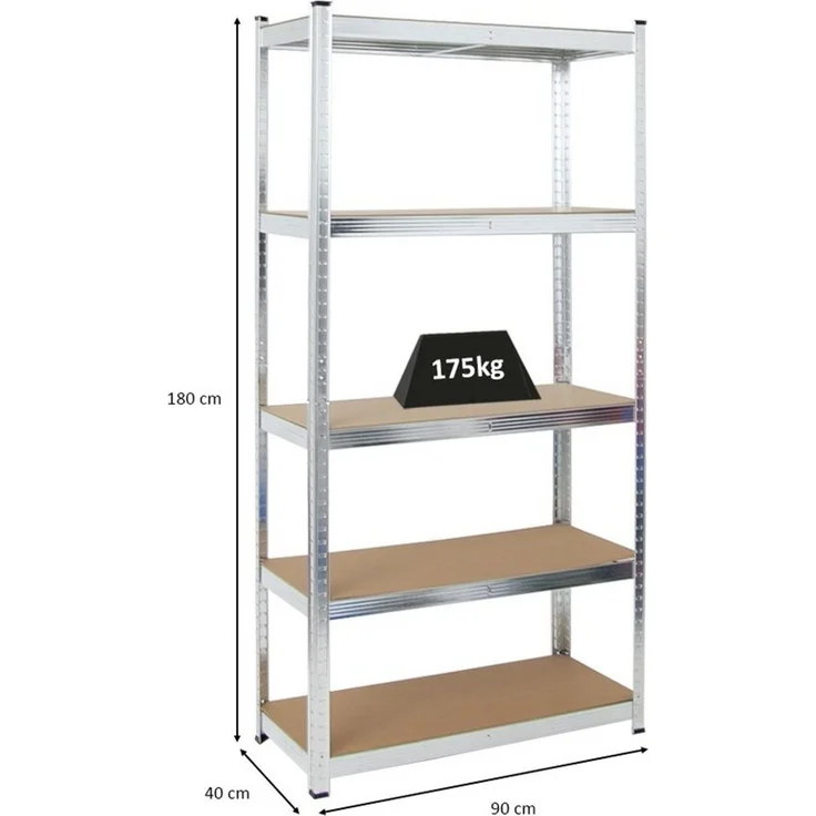 PROREGAL Schwerlastregal Ragnar für Gesamtlast 875kg Maße: 180 x 90 x 40 Verzinkt, Kellerregal, Steckregal, Garagenregal, Lagerregal – Bild 2