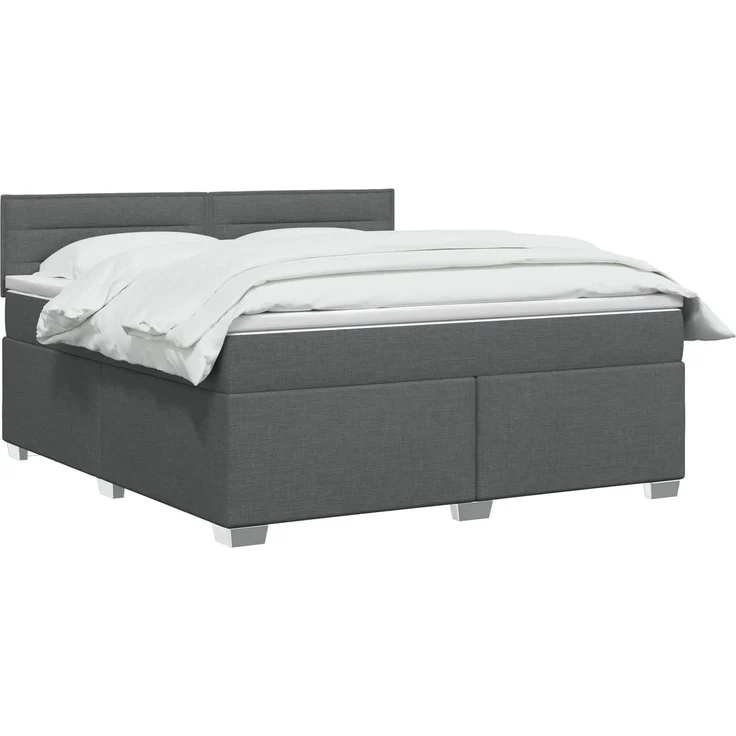 vidaXL Boxspringbett mit Matratze Dunkelgrau 160 x 200 cm Stoff 3450510 – Bild 3