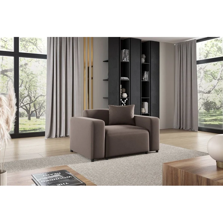 Sessel Designersessel MEGAN in Stoff Salvador Braun – Bild 1