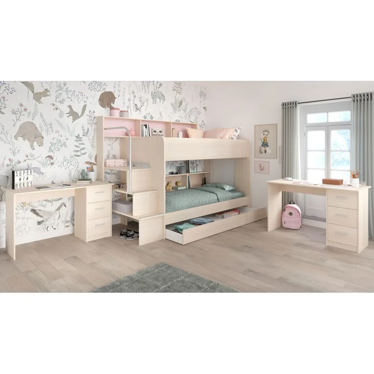 Parisot 'Bibop' 4-tlg. Kinderzimmer-Set mit Bettschubkasten und 2 Schreibtischen