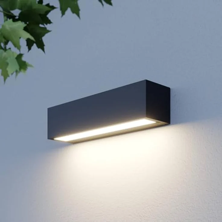 Lucande LED Wandleuchte außen Lengo, 1-flammig, Schwarz, Aluminium, IP65 wasserdicht für Terrasse und Garten – Bild 2