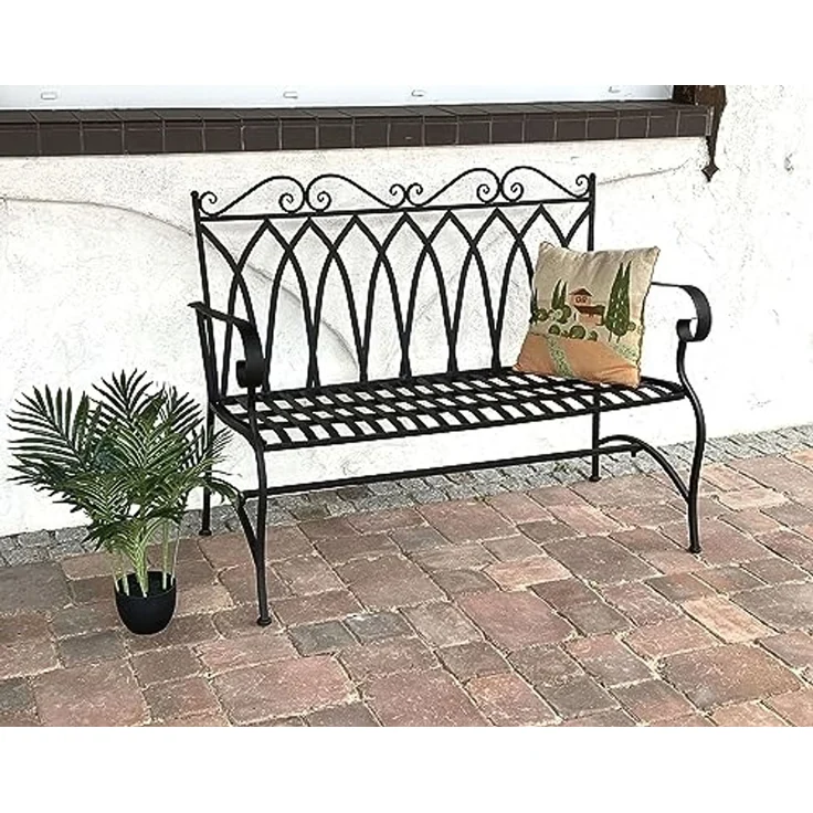 DanDiBo Gartenbank Metall 2 Sitzer Wetterfest Sitzbank Garten Bank Antik 18940 Dunkelbraun Metallbank 120 cm Eisenbank – Bild 7