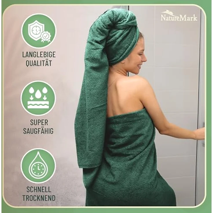 GREEN MARK Textilien Frottierset 10-teilig, dunkelgrün – Bild 5