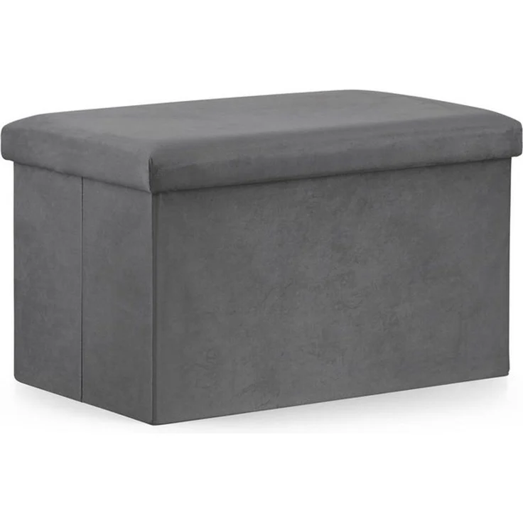 Home Collective Stauraumhocker Klapphocker, 2-in-1-Hocker und Stauraum, 80 kg Sitzlast, Sitzhocker, XL – 60 x 38 x 38 cm, 63 l Stauraum, Aufbewahrungsbox, grauer Samt – Bild 4