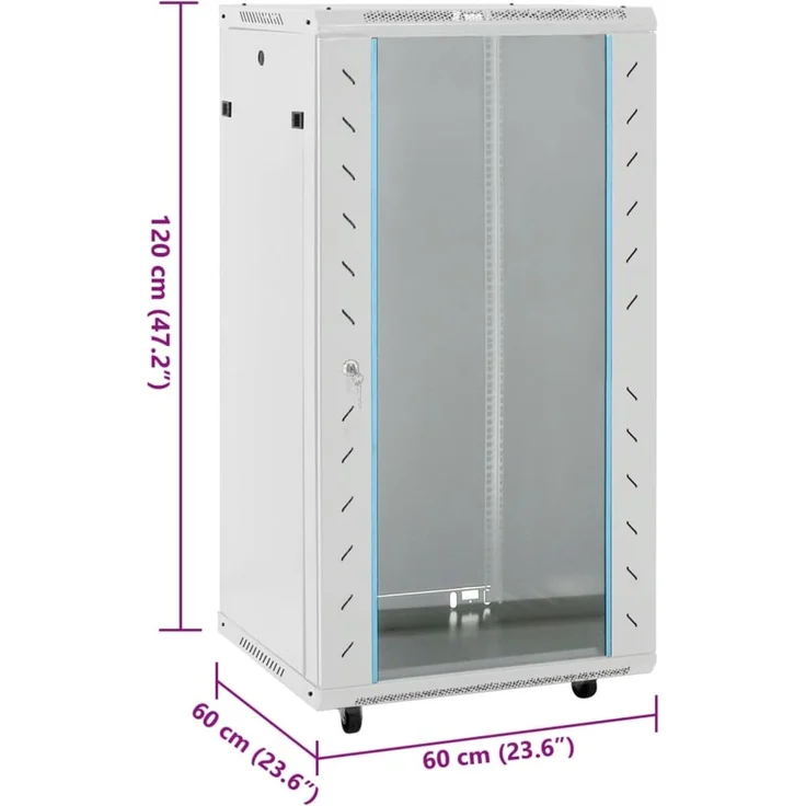 vidaXL 22U Netzwerkschrank 19" IP20 Grau 60x60x120 cm 3307634 – Bild 8