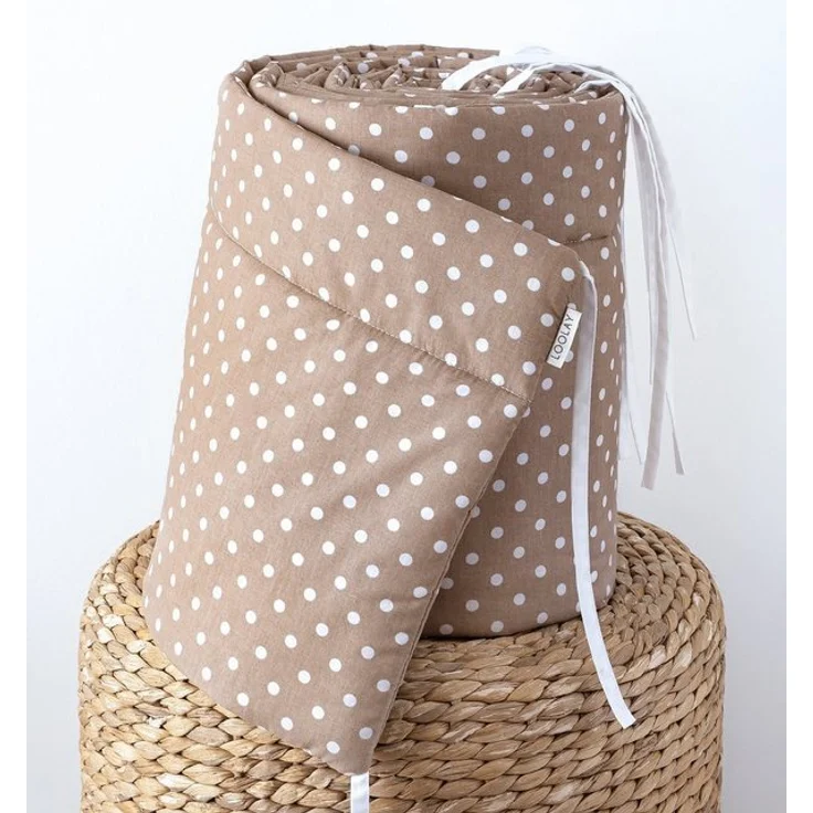 Loolay Bettnestchen Taupe BRAUN Punkte Bettumrandung Babybett 420, 360, 210, 180 x 30cm, (Babynestchen Bettsprossen Kopfschutz Baby Ausstattung Neugeborene Premium GECHENK, 100% Baumwolle Babybett Bettschutzgitter Umrandung), LOOLAY® - 100% Europäische... – Bild 4