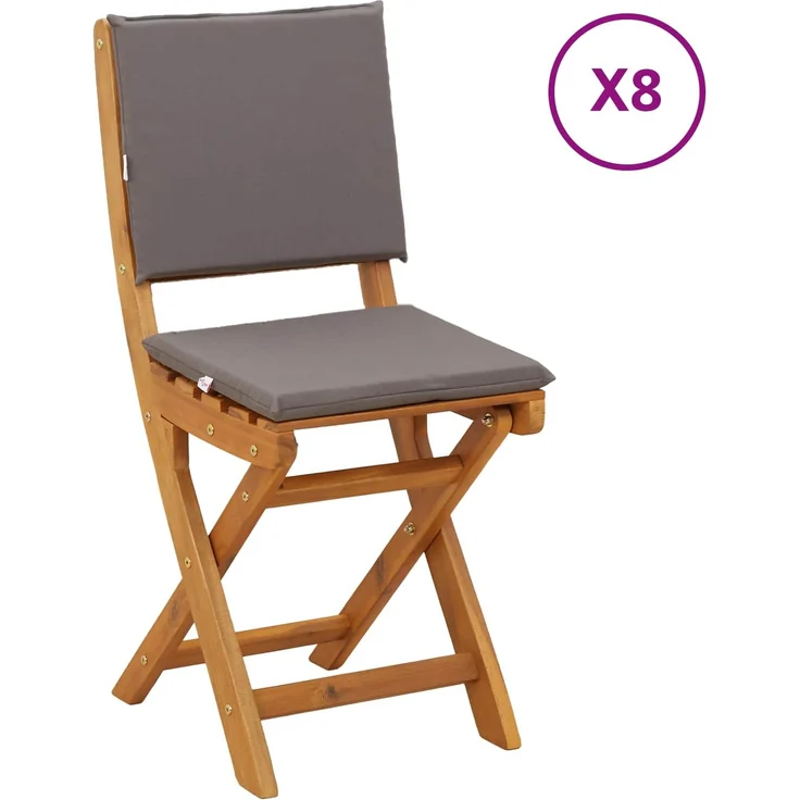 vidaXL Außen Bistro-Stühle mit Kissen 8 pcs Dunkelgrau 38 x 46 x 85 cm 3416296 – Bild 2