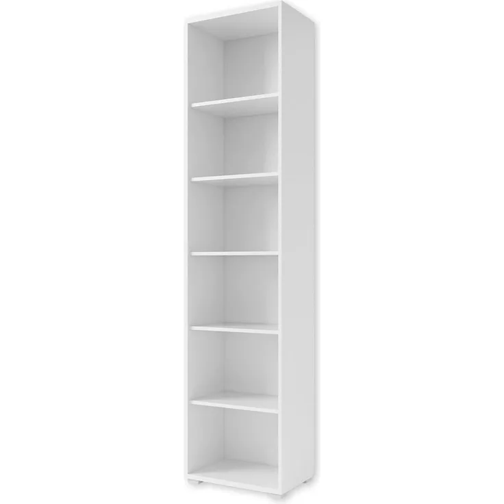 OFFICE LINE Aktenregal in Weiß - Schmales Standregal mit 6 offenen Fächern - Modernes Büromöbel Komplettset - 52 x 220 x 35 cm (B/H/T)