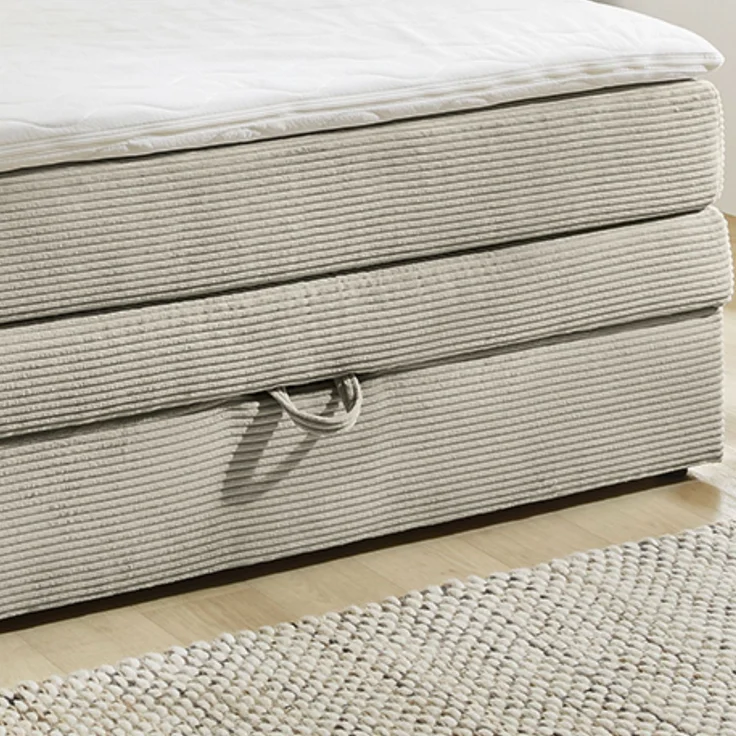 Boxspringbett 140x200 cm H3 Federkernmatratze Bonell Topper, Cord in Beige Grau – Bild 8