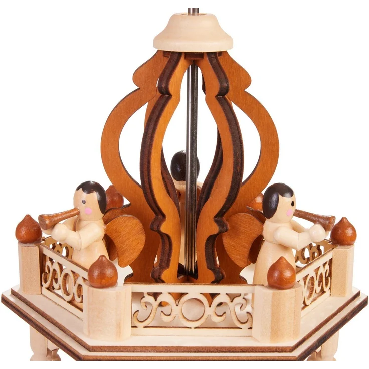 BRUBAKER Weihnachtspyramide 3-stöckige drehbare Holzpyramide - 44 cm - Tischpyramide - Pyramide, Weihnachtsdekoration - handbemalte Weihnachtsdeko – Bild 3