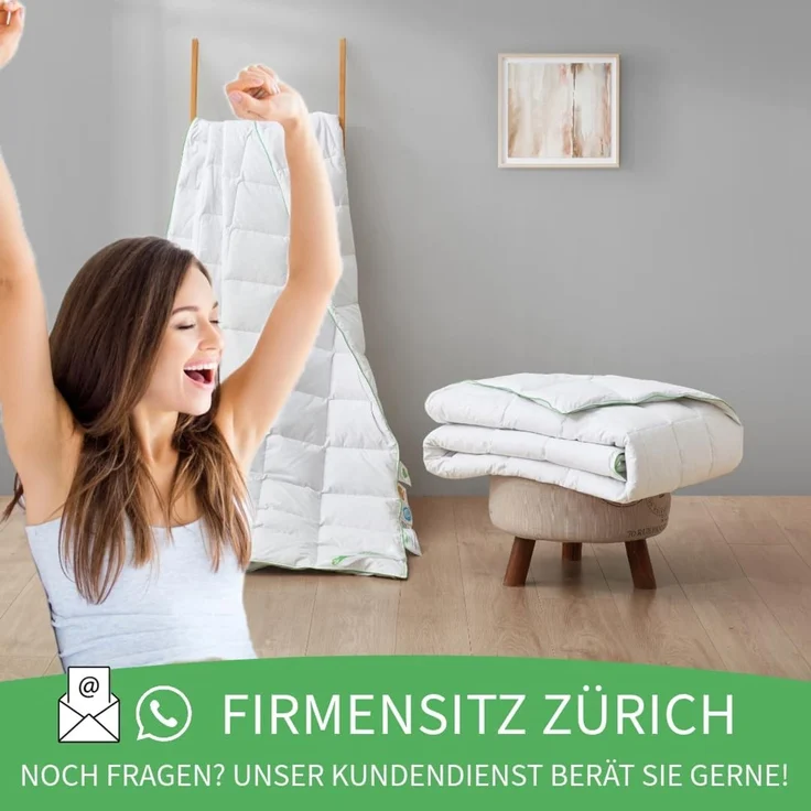 Welldora Komfort Bettdecke 220x240 Sommer | 100% Extraweiche Federn & Daunen | Fachärztlich geprüft, Oeko-Tex, Allergiker | Zertifiziert für Tierwohl | Dünne leichte Sommerdecke Daunendecke 220x240 – Bild 7
