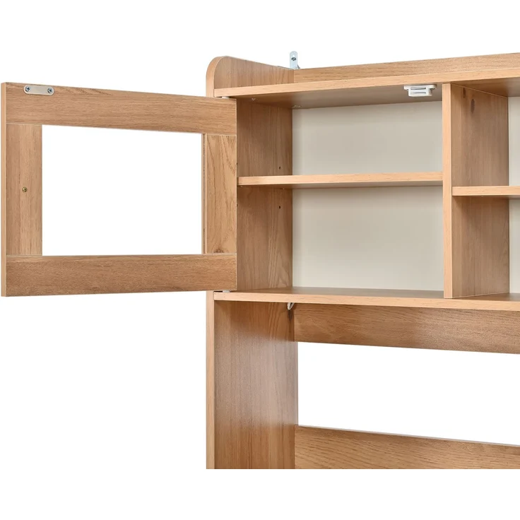 ZUBALIYA Schuhschrank (130 x 25 x 180 cm), 6 Klappfächer, LED - Beleuchtung, Stauraum für Flur und Eingangsbereich, Naturfarben – Bild 17