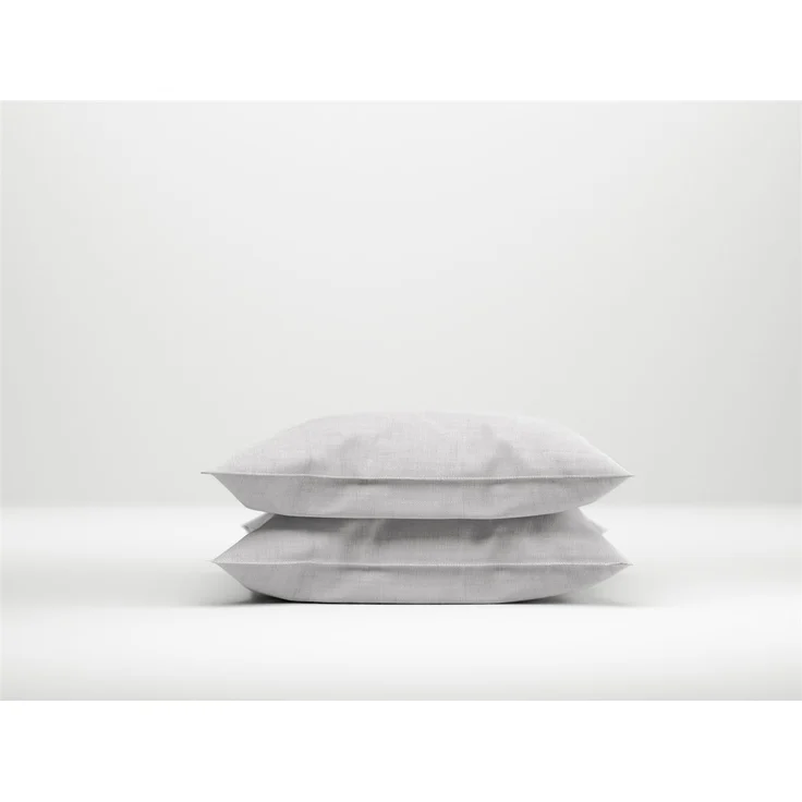 2 Stück Zo! Home Cotton Kissenbezüge 40x80 Lino Dove Grey silbergrau meliert uni – Bild 2