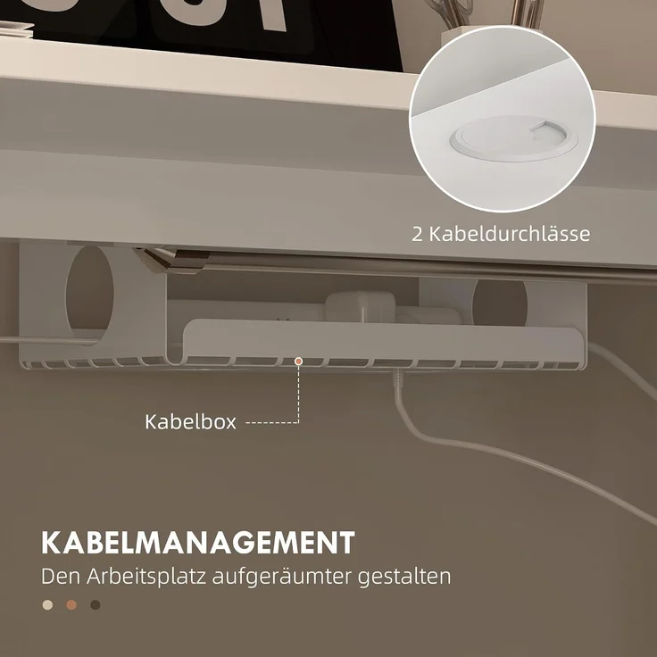 Vinsetto Höhenverstellbarer Schreibtisch Elektrisch 120x60 cm, Weiß | Computertisch, 4 Memory-Steuerung, Ergonomisch Steh-Sitz Tisch, Anti-Kollision, 2 Haken – Bild 5