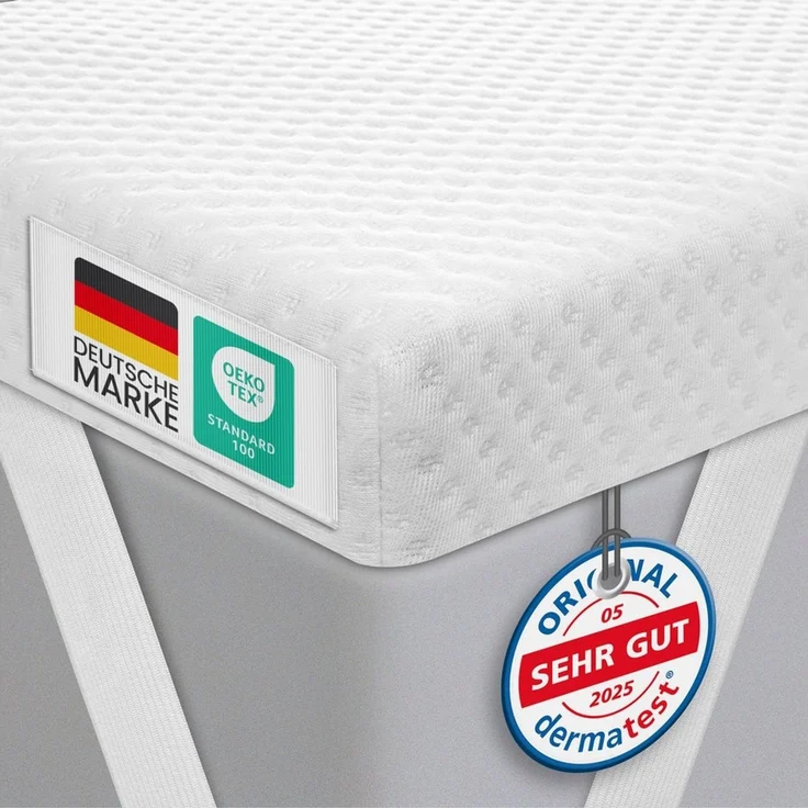 Gentle North, Topper Matratzentopper 7cm hoch H2/H3 - mit Gel-Memory- und Komfortschicht, 7 cm hoch, schadstoffgeprüft für Stoffe, Fäden, Reißverschlüsse, Schaum etc. – Bild 5