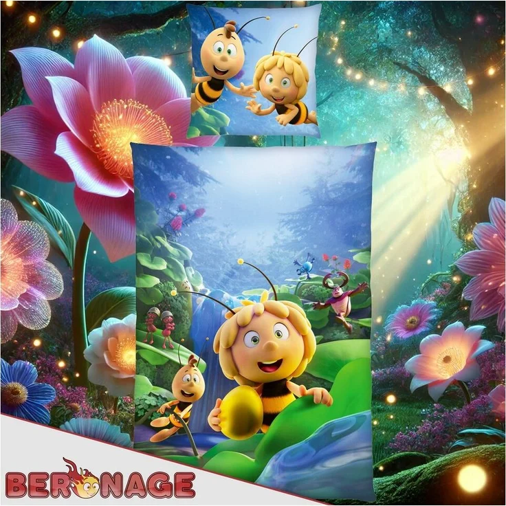 BERONAGE Kinderbettwäsche Die Biene Maja Bettwäsche Das geheime Königreich Linon / Renforcé, Baumwolle, 2 teilig – Bild 3