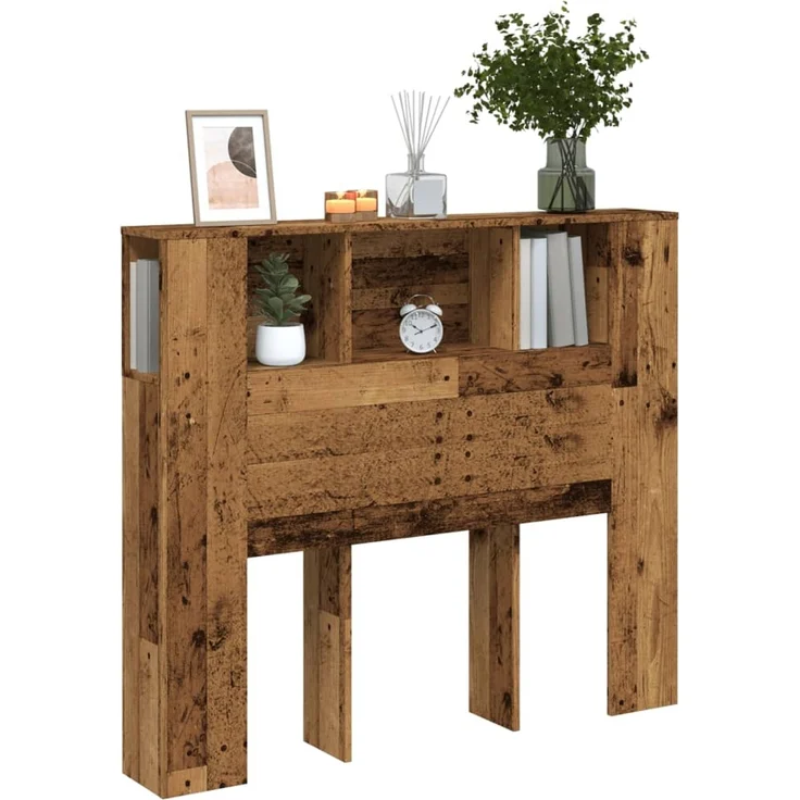 vidaXL Kopfteil mit Ablagen Altholz-Optik 120x19x104,5cm Holzwerkstoff Braun