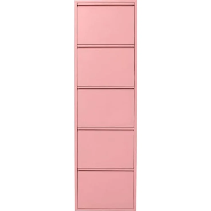 Kare Design Schuhschrank Caruso, Rosa, Stahl, mit 5 Klappen, Schuhablage für 10 Paar Schuhe, schmal, platzsparend, hoch, Schuhregal, Eingangsbereich, 170 x 50 x 15 cm (H/B/T) – Bild 2