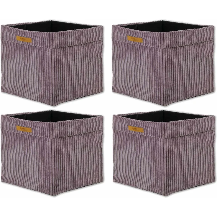 Lycce faltbare Aufbewahrungsbox, 4er Set - Cord, passend für Kallax Regal, abnehmbarer Bezug, robust, formstabil Altrosa 31x33x33cm – Bild 1